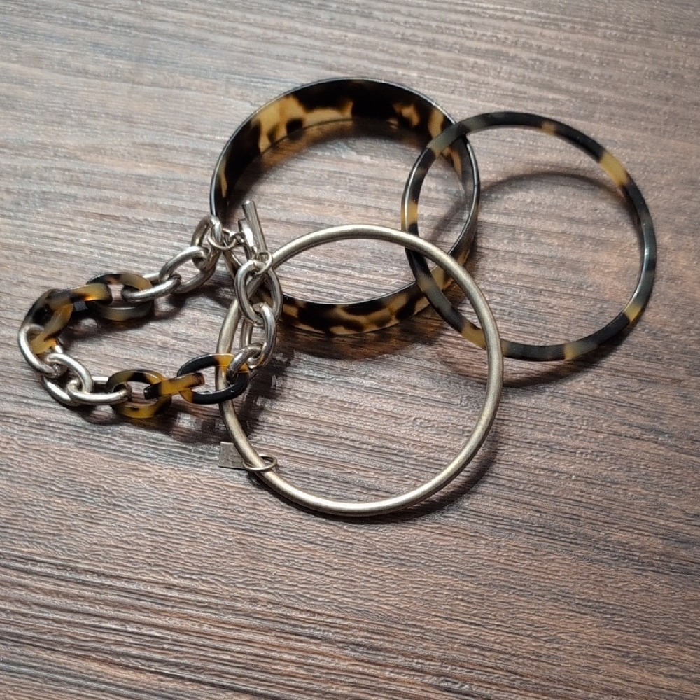 Source Unknown Tortoiseshell And Silver Bracelet … - image 1